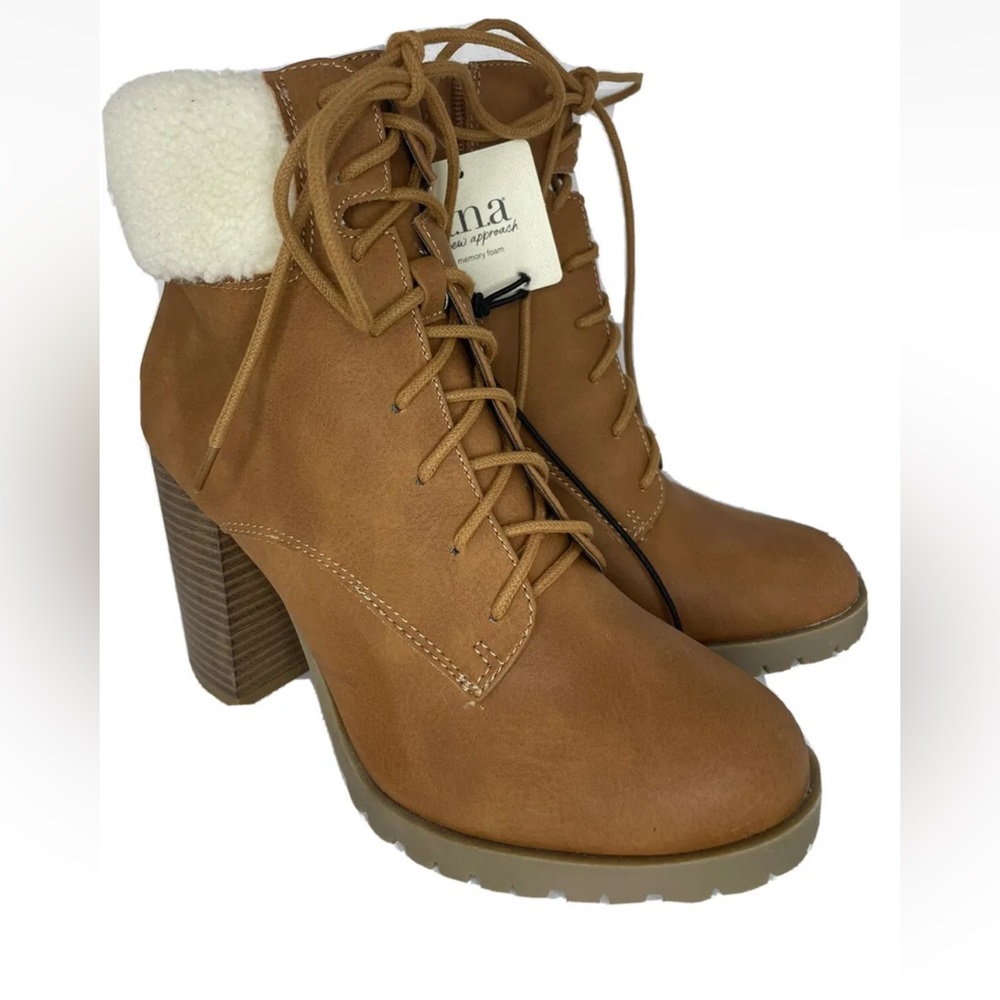 Ana Redwood cCognac womens Booties memory foam size 9